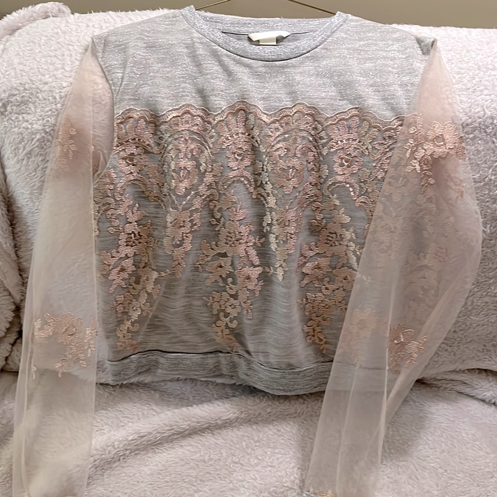 H&M silver and rose gold blouse